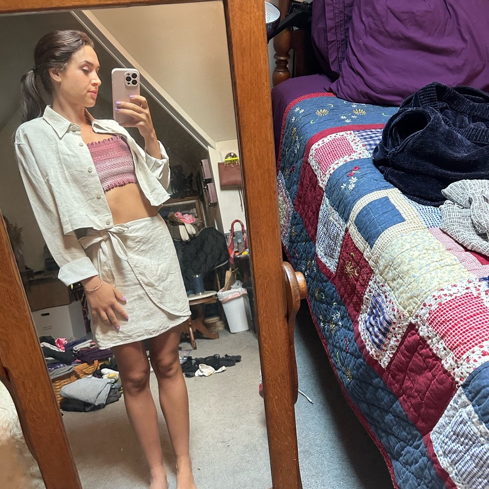 aritzia two piece linen set